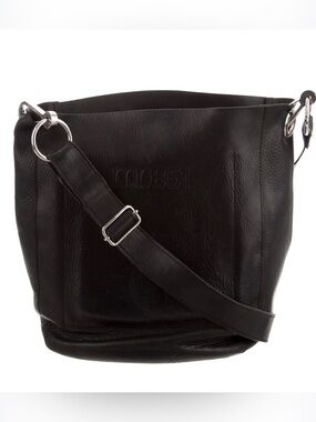 M0851 Leather Hobo Bag - Black